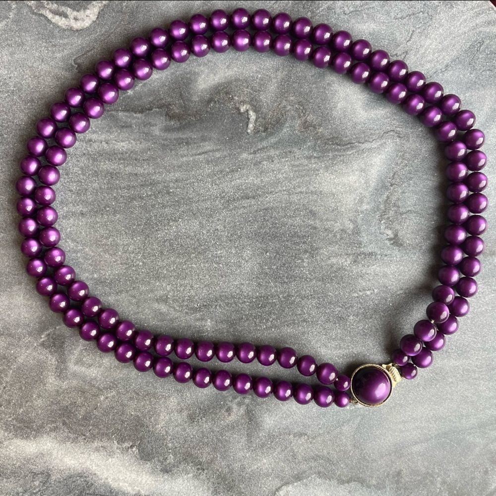Estate Purple Beaded Double-Strand Necklace